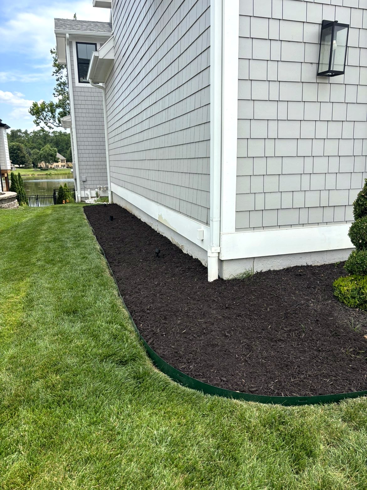 Fresh Mulch Bed by the Lake
